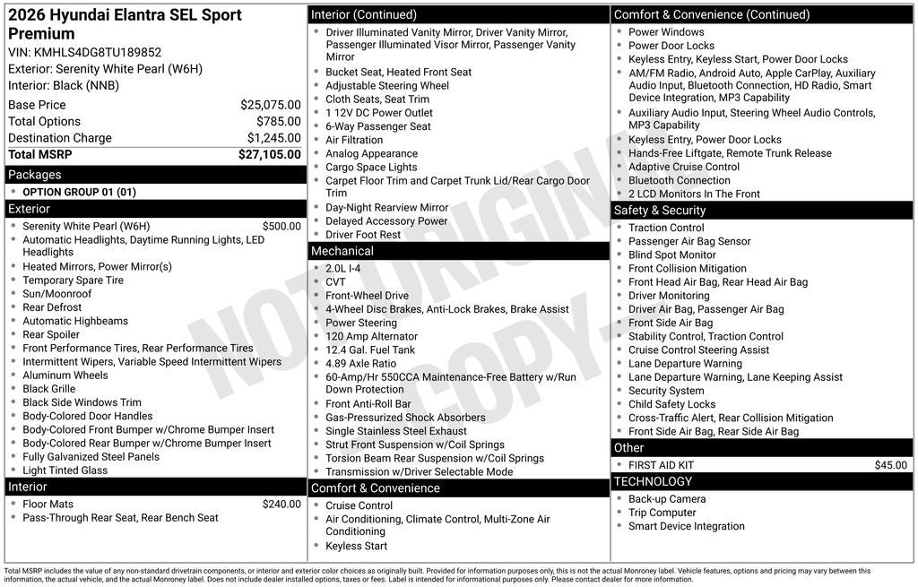 2026 Hyundai Elantra SEL Sport