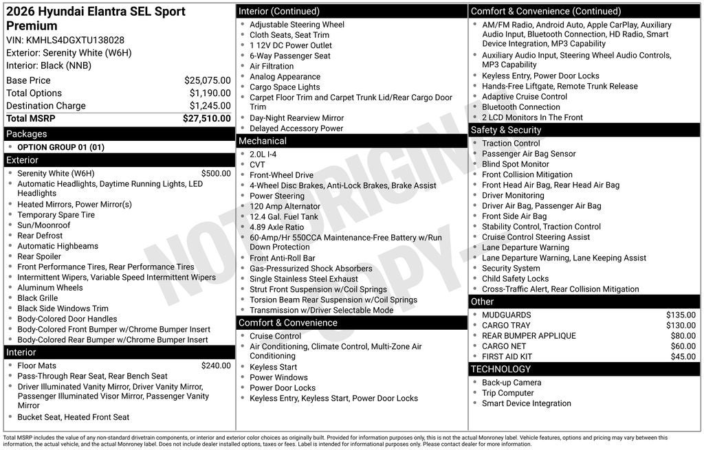 2026 Hyundai Elantra SEL Sport