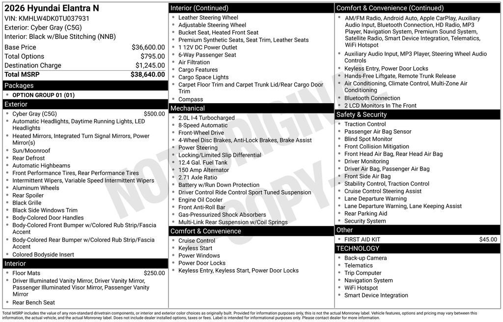 2026 Hyundai Elantra N Base