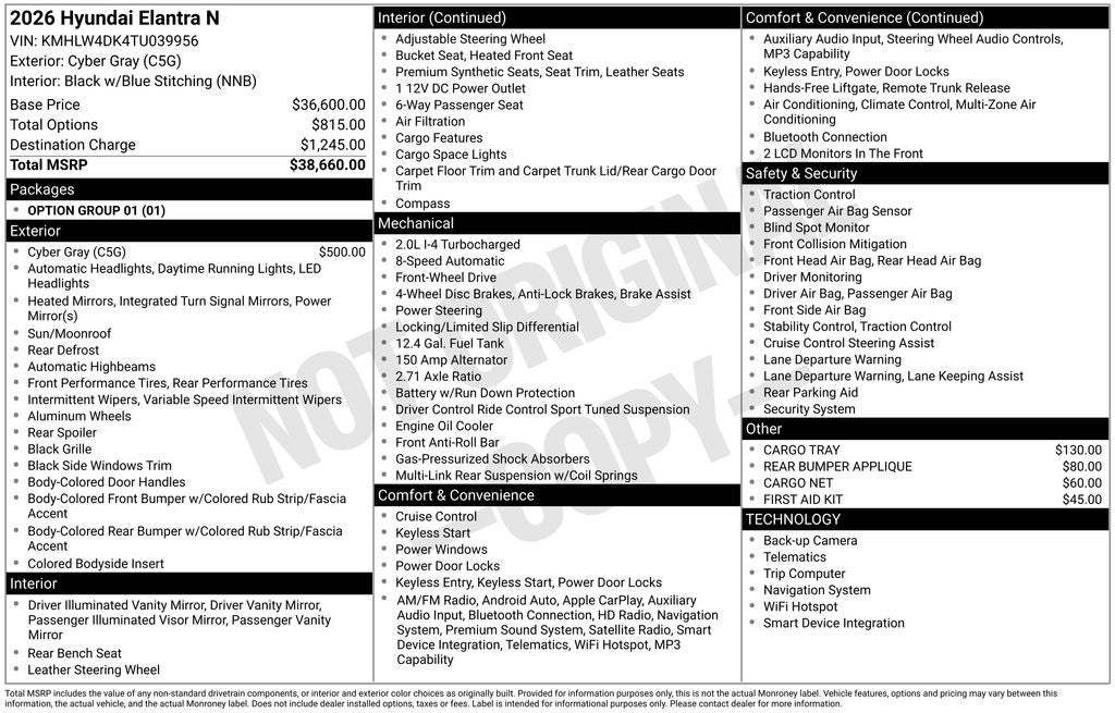 2026 Hyundai Elantra N Base
