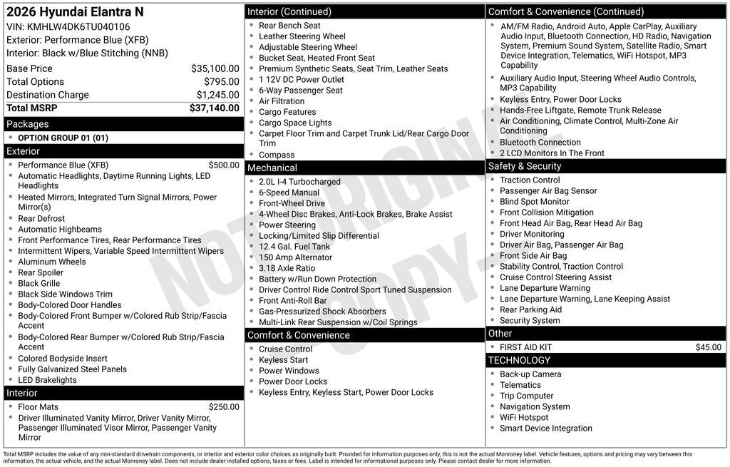 2026 Hyundai Elantra N Base