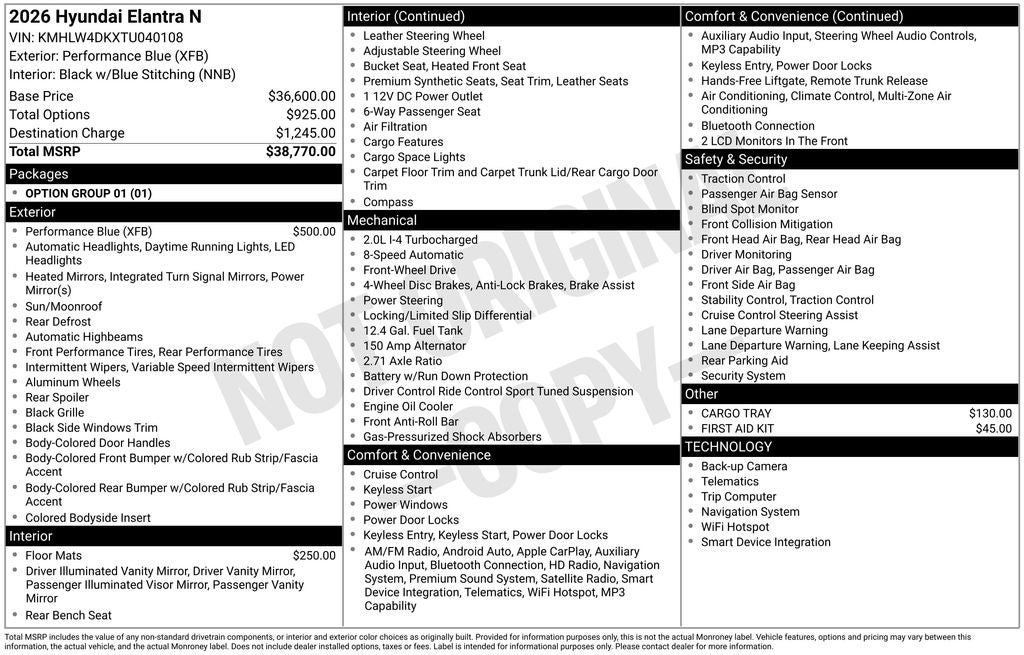 2026 Hyundai Elantra N Base