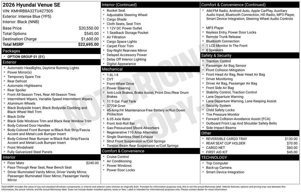 2026 Hyundai Venue SE