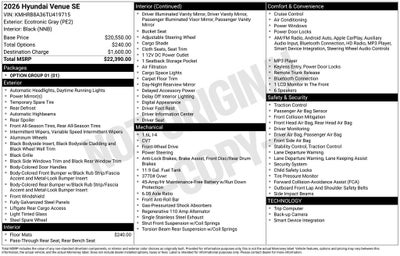 2026 Hyundai Venue SE