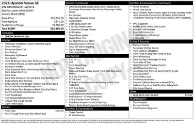 2026 Hyundai Venue SE