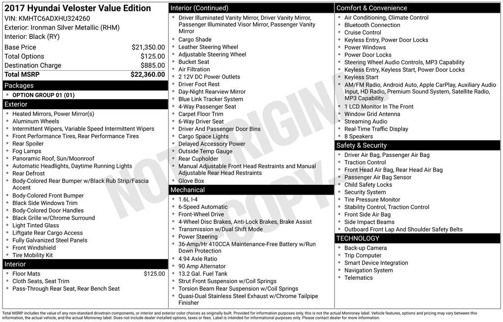 2017 Hyundai Veloster Value Edition