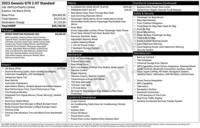 2023 Genesis G70 2.0T