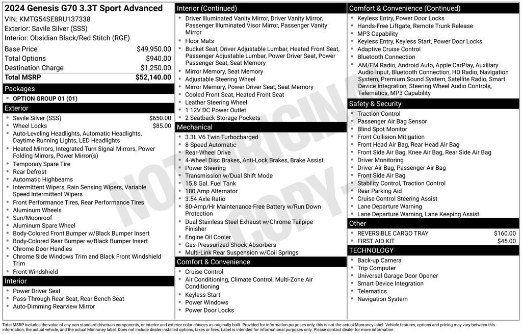 2024 Genesis G70 3.3T Sport Advanced