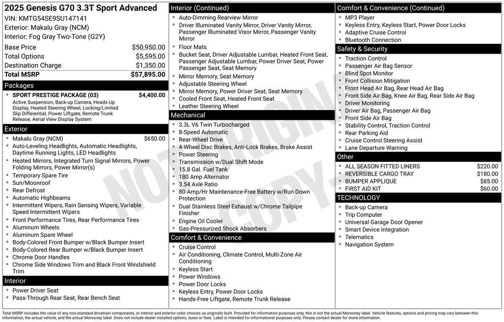 2025 Genesis G70 3.3T Sport Advanced