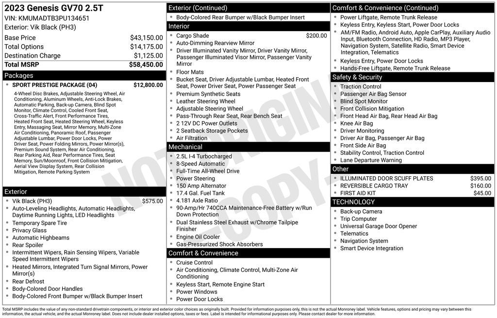 2023 Genesis GV70 2.5T Sport Prestige