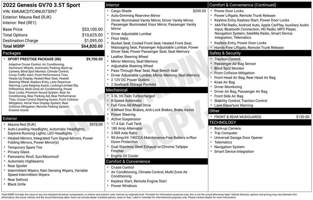 2022 Genesis GV70 3.5T Sport