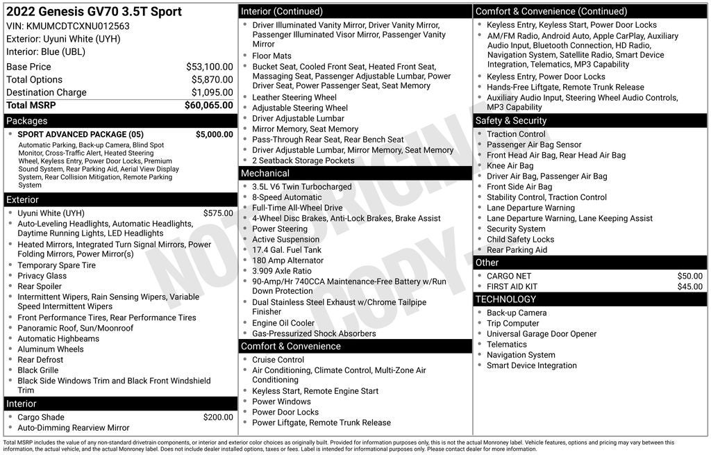 2022 Genesis GV70 3.5T Sport