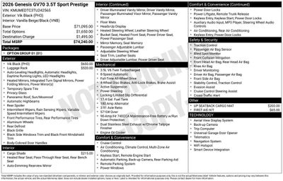2026 Genesis GV70 3.5T Sport Prestige