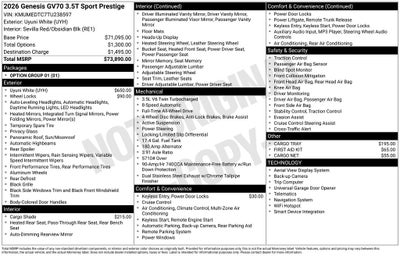 2026 Genesis GV70 3.5T Sport Prestige