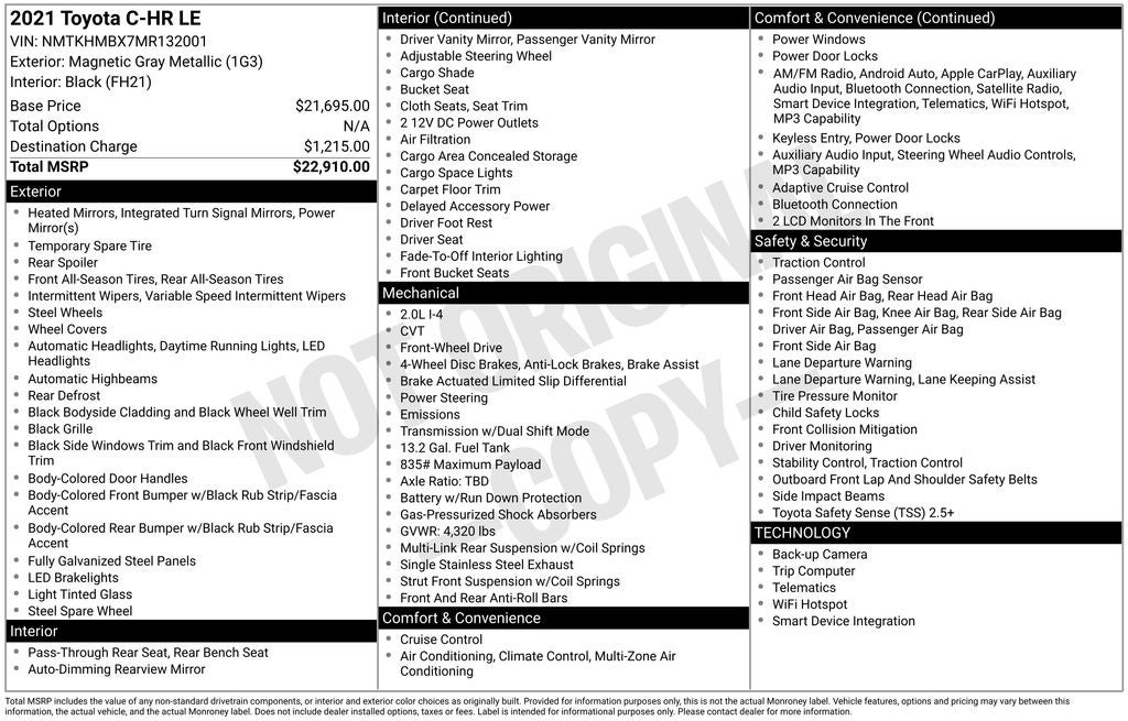 2021 Toyota C-HR LE
