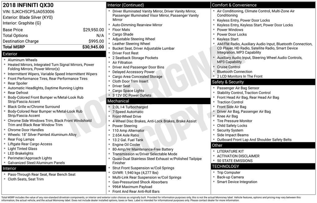 2018 INFINITI QX30 Base
