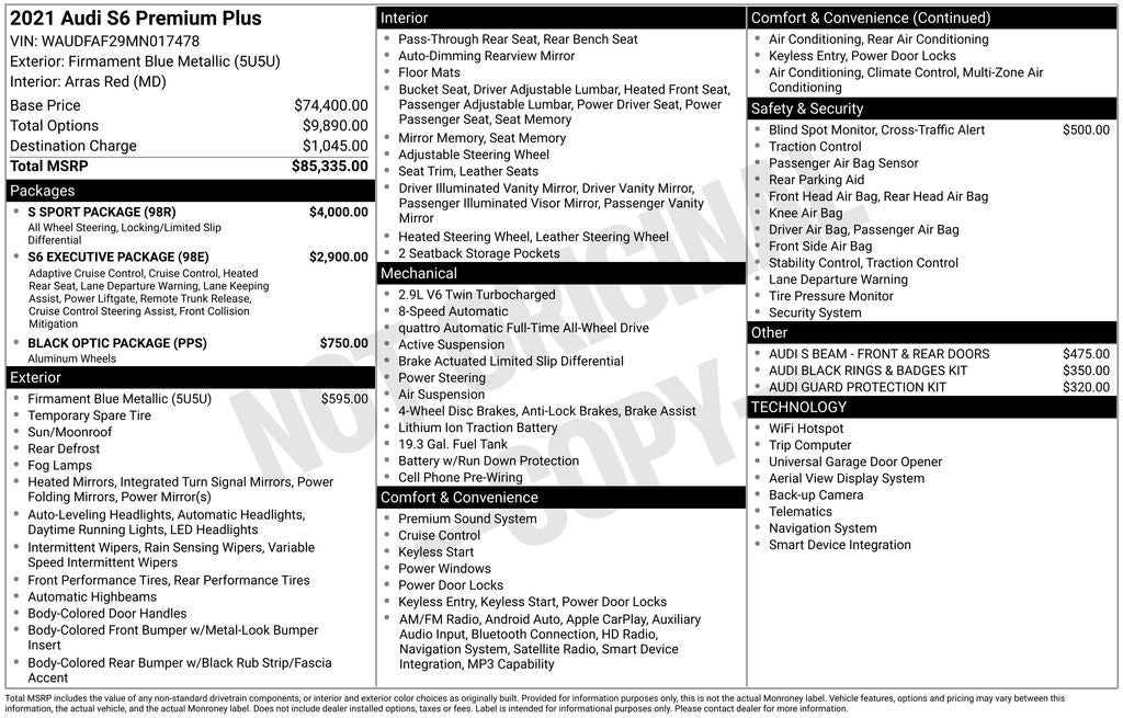 2021 Audi S6 2.9T Prestige quattro