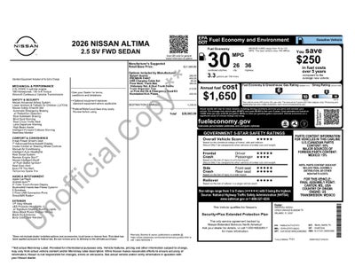 2026 Nissan Altima 2.5 SV