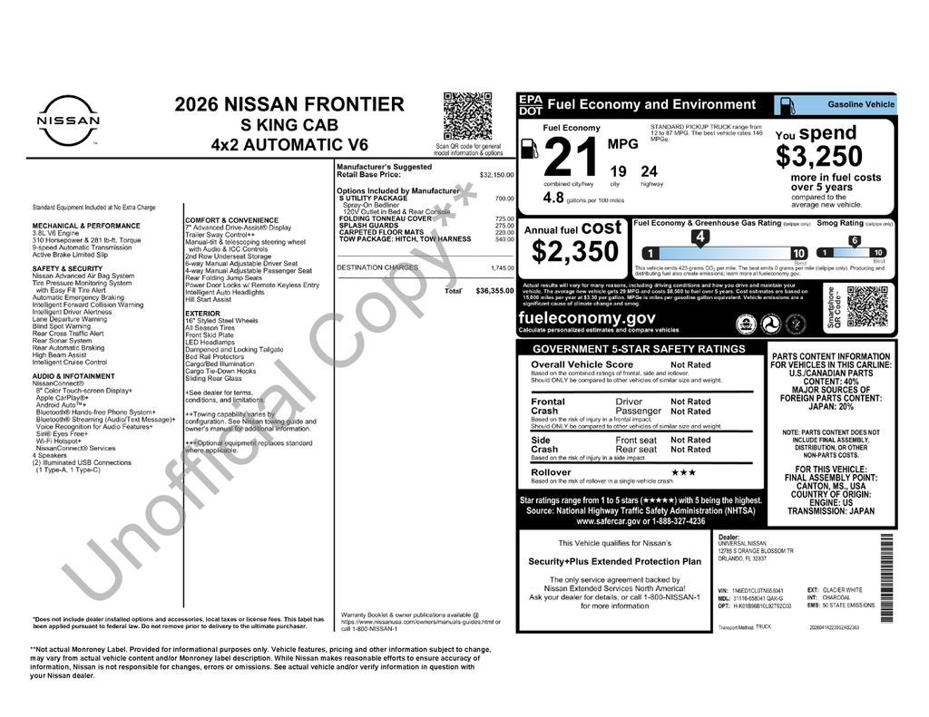 2026 Nissan Frontier S