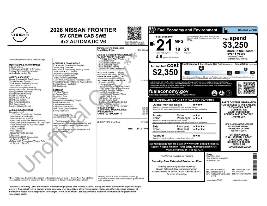 2026 Nissan Frontier SV
