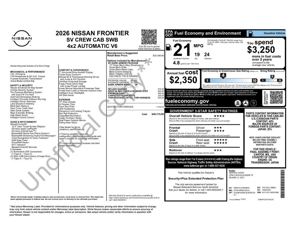 2026 Nissan Frontier SV