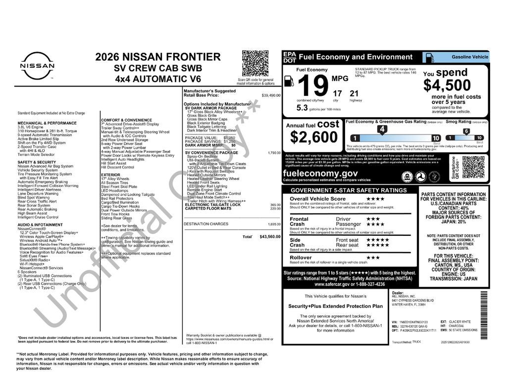 2026 Nissan Frontier SV