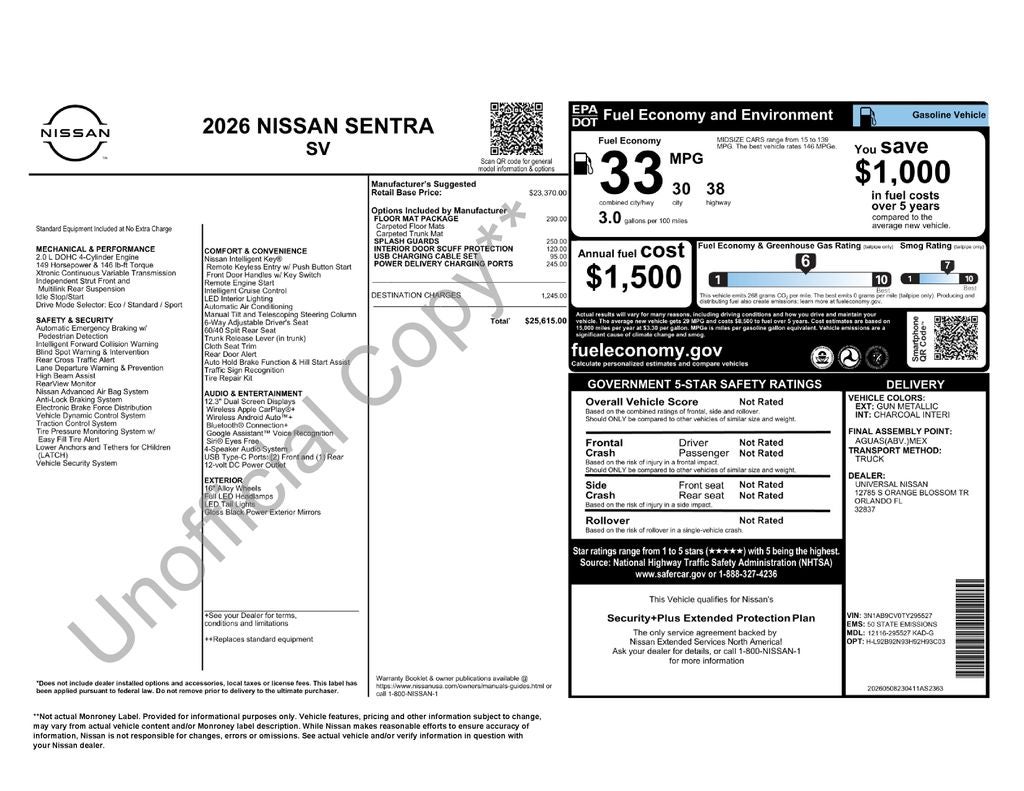 2026 Nissan Sentra SV