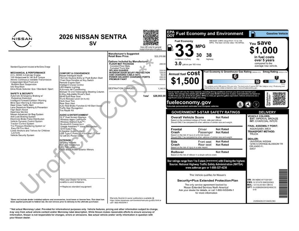 2026 Nissan Sentra SV
