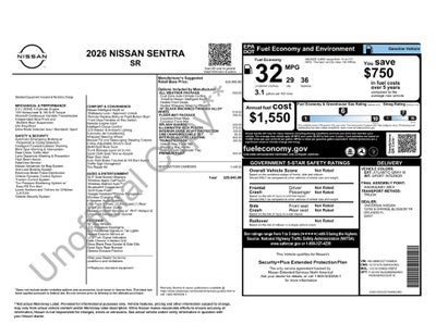 2026 Nissan Sentra SR