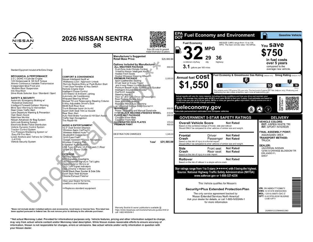 2026 Nissan Sentra SR