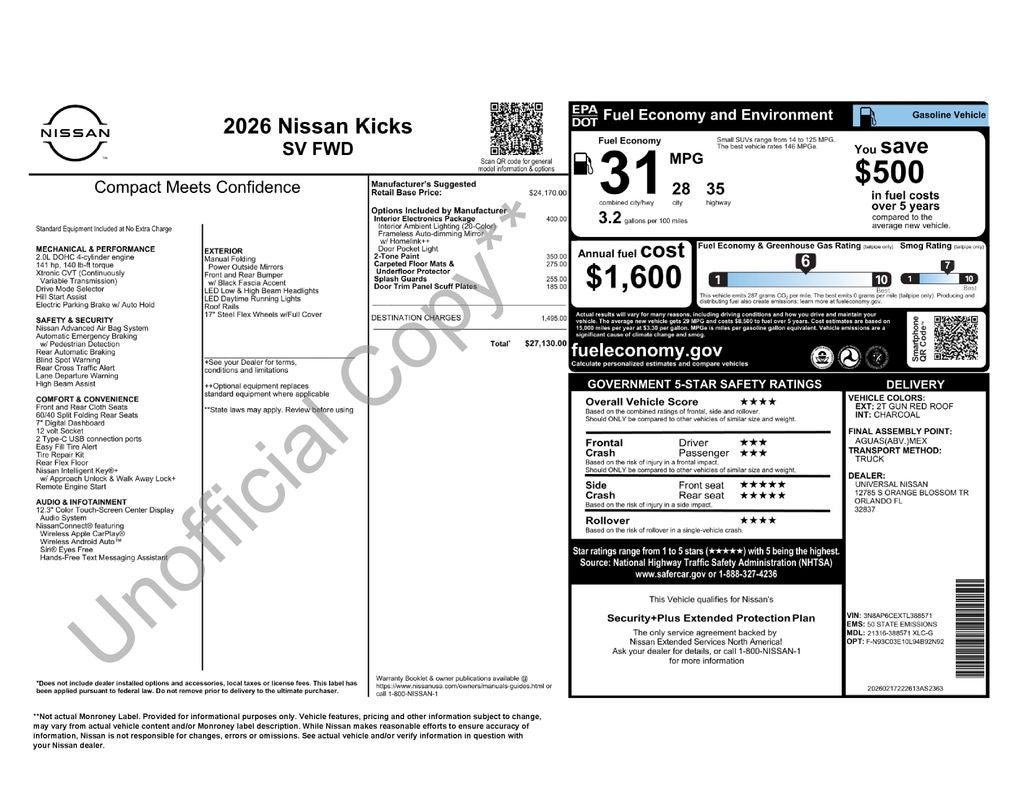 2026 Nissan Kicks SV