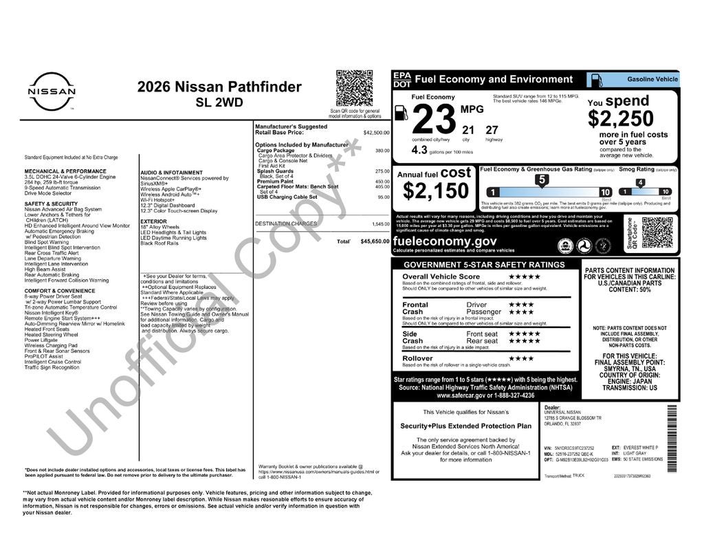 2026 Nissan Pathfinder SL
