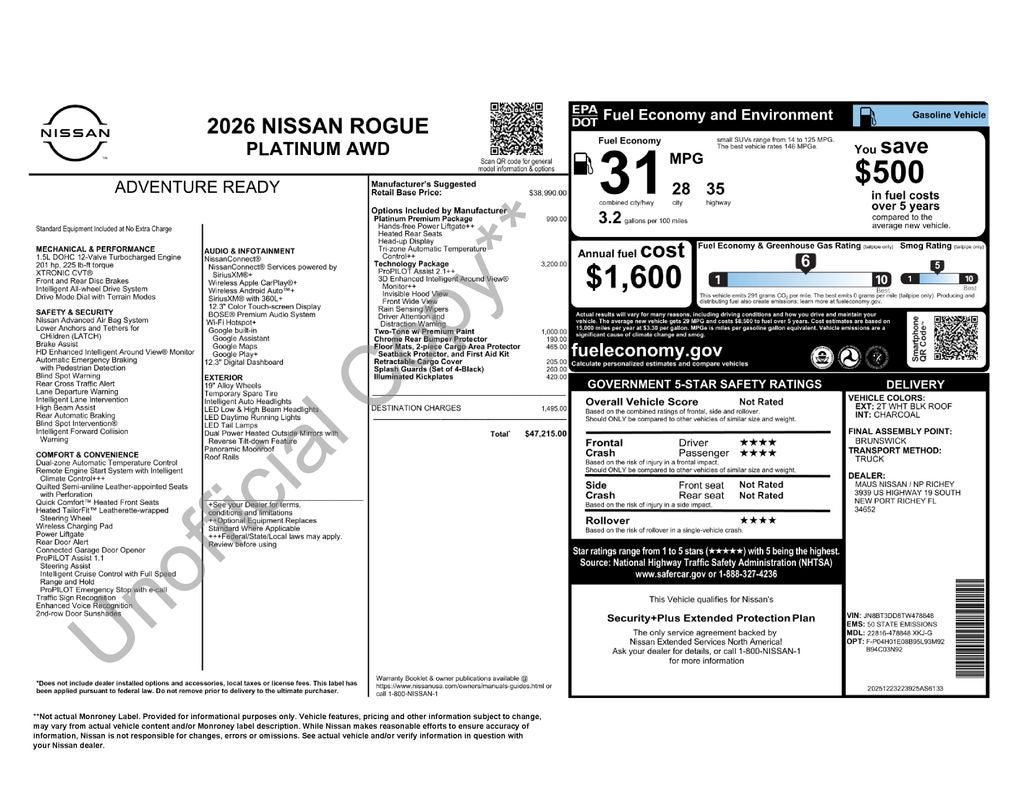 2026 Nissan Rogue Platinum