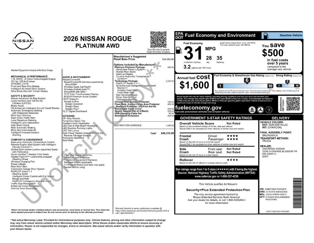 2026 Nissan Rogue Platinum